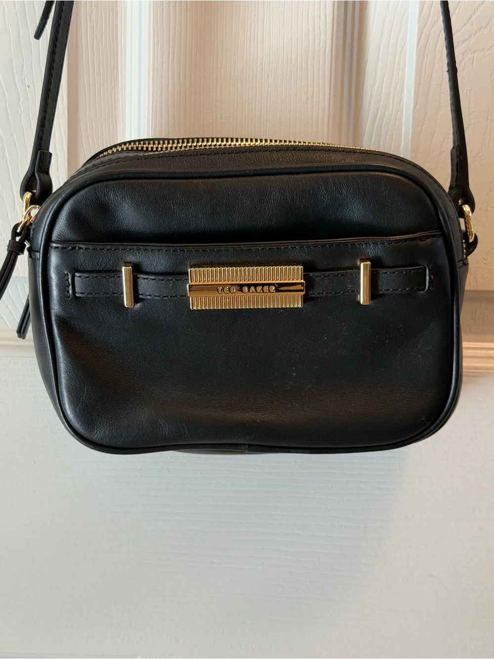 Ted Baker Black Leather Purse with Gold Accents
